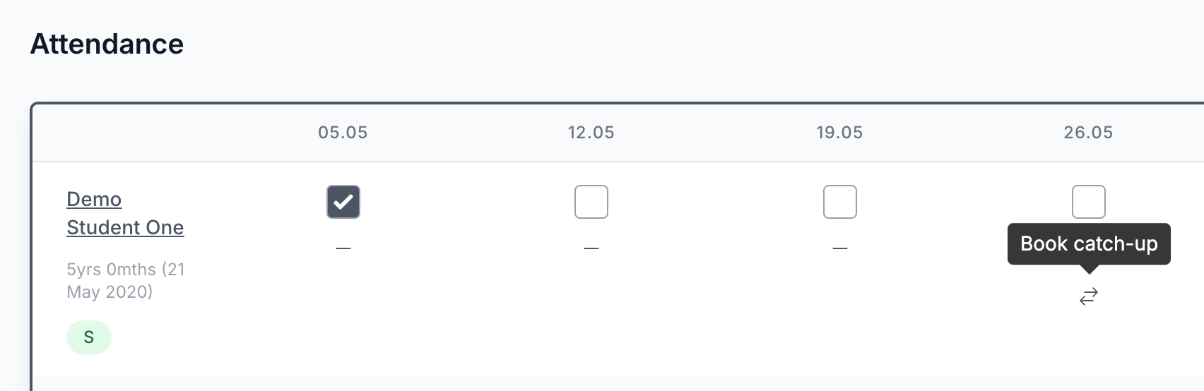 Book catch-up button