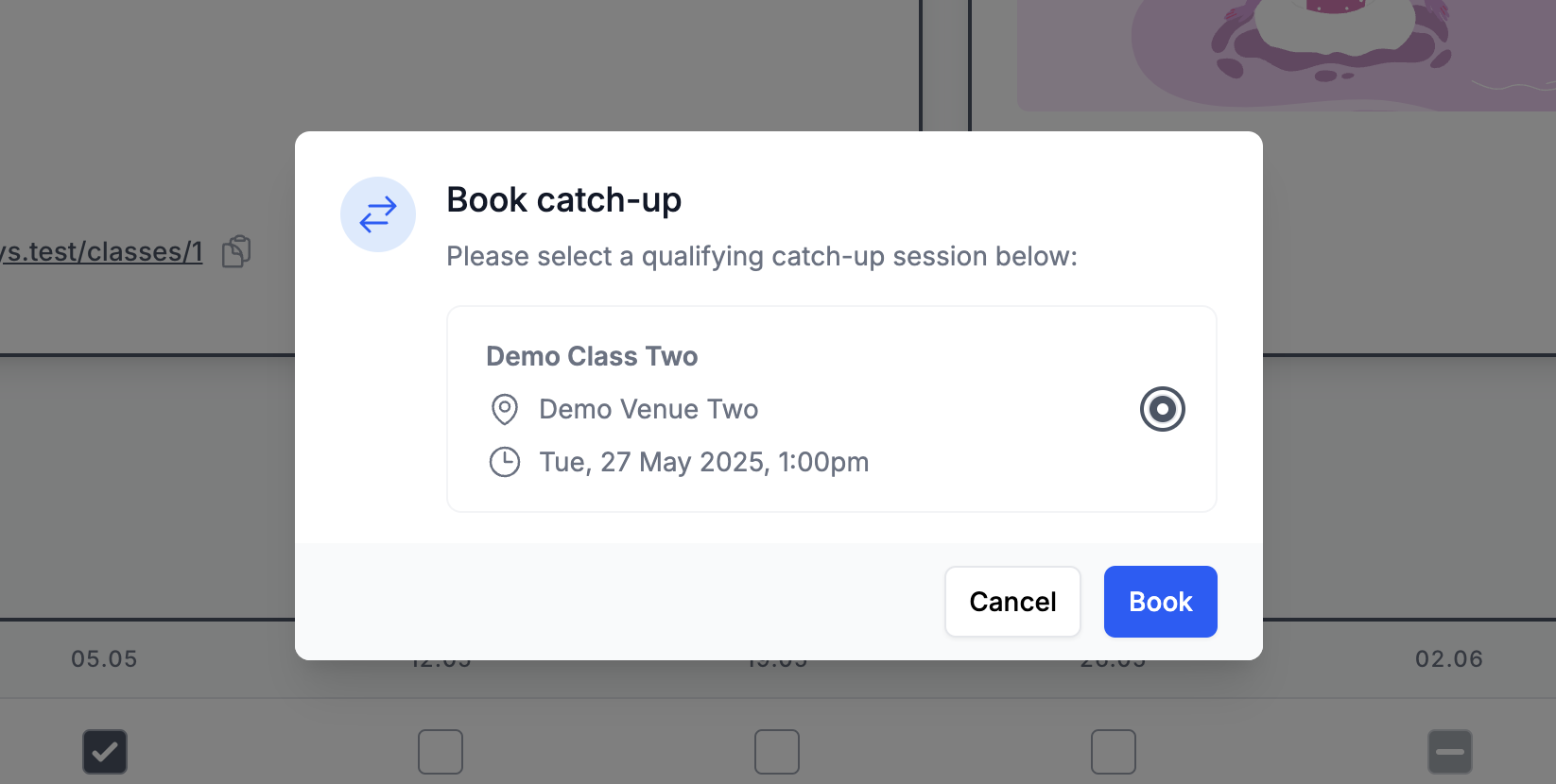 Book catch-up button